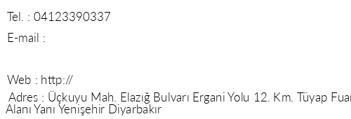Diyarbakr Uygulama Oteli telefon numaralar, faks, e-mail, posta adresi ve iletiim bilgileri